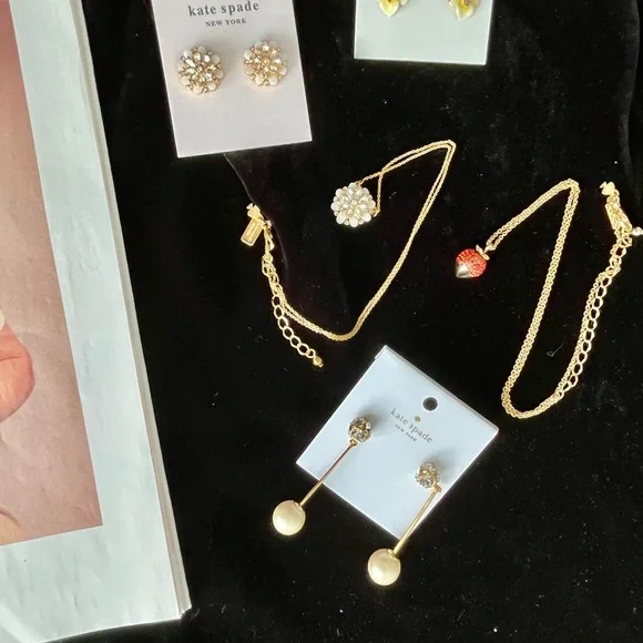 BNWT Kate Spade Elegant Crystal Ball Pearl Long Drop Earrings - Picture 3 of 3